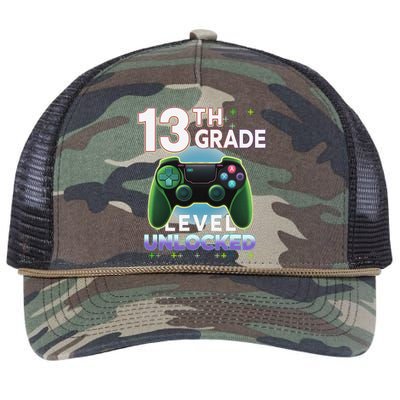 13th Grade Level Unlocked Video Gamer Teenager Birthday Retro Rope Trucker Hat Cap