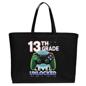 13th Grade Level Unlocked Video Gamer Teenager Birthday Cotton Canvas Jumbo Tote