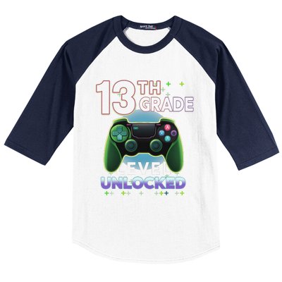 13th Grade Level Unlocked Video Gamer Teenager Birthday Baseball Sleeve Shirt