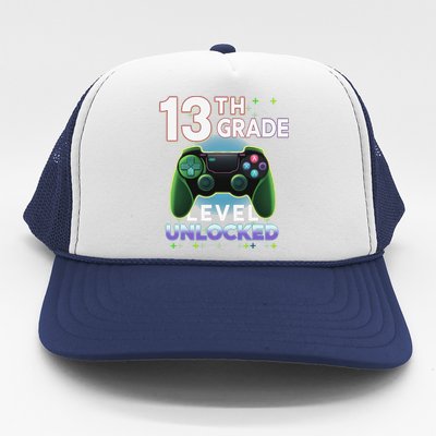 13th Grade Level Unlocked Video Gamer Teenager Birthday Trucker Hat