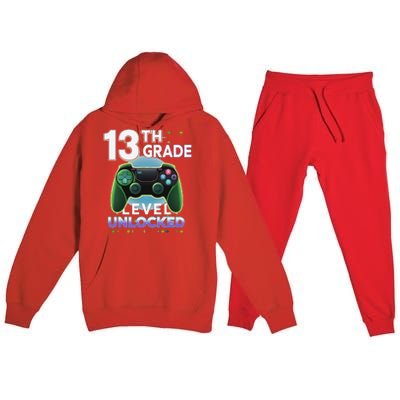 13th Grade Level Unlocked Video Gamer Teenager Birthday Premium Hooded Sweatsuit Set