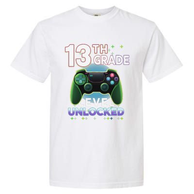 13th Grade Level Unlocked Video Gamer Teenager Birthday Garment-Dyed Heavyweight T-Shirt