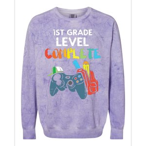 1st Grade Level Complete Gaming Last Day Of School Gamer Colorblast Crewneck Sweatshirt