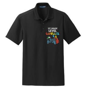 1st Grade Level Complete Gaming Last Day Of School Gamer Dry Zone Grid Polo