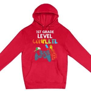 1st Grade Level Complete Gaming Last Day Of School Gamer Premium Pullover Hoodie