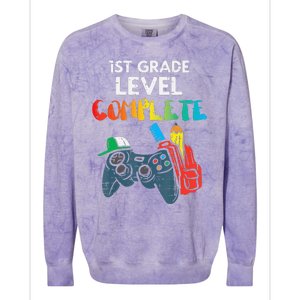 1St Grade Level Complete Gaming  Last Day Of School Gamer Colorblast Crewneck Sweatshirt