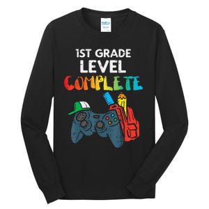 1St Grade Level Complete Gaming  Last Day Of School Gamer Tall Long Sleeve T-Shirt