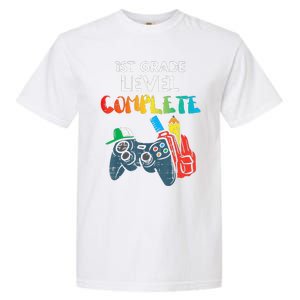 1St Grade Level Complete Gaming  Last Day Of School Gamer Garment-Dyed Heavyweight T-Shirt