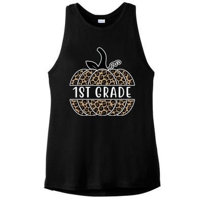 1st Grade Leopard Pumpkin Ladies PosiCharge Tri-Blend Wicking Tank