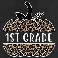 1st Grade Leopard Pumpkin 7 Panel Mesh Trucker Snapback Hat