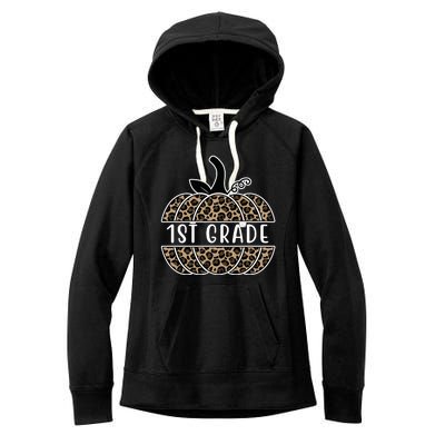 1st Grade Leopard Pumpkin Women's Fleece Hoodie