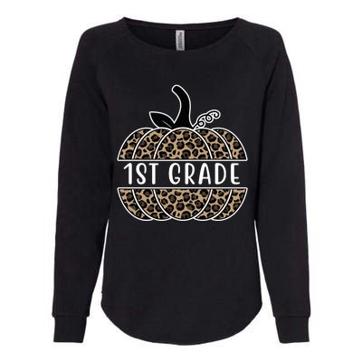 1st Grade Leopard Pumpkin Womens California Wash Sweatshirt