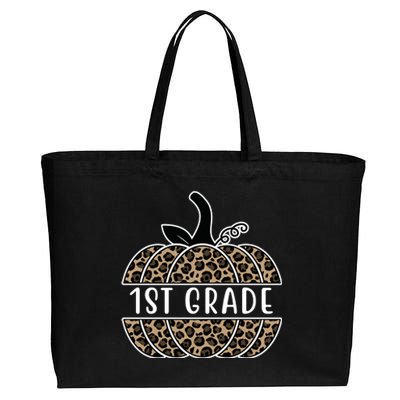 1st Grade Leopard Pumpkin Cotton Canvas Jumbo Tote