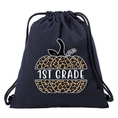 1st Grade Leopard Pumpkin Drawstring Bag