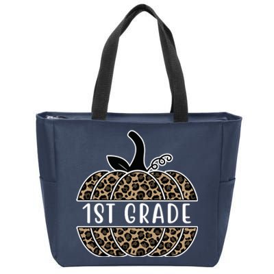 1st Grade Leopard Pumpkin Zip Tote Bag