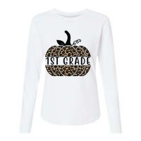 1st Grade Leopard Pumpkin Womens Cotton Relaxed Long Sleeve T-Shirt