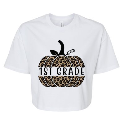 1st Grade Leopard Pumpkin Bella+Canvas Jersey Crop Tee