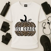 1st Grade Leopard Pumpkin Cooling Performance Crew T-Shirt