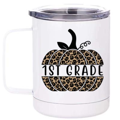 1st Grade Leopard Pumpkin 12 oz Stainless Steel Tumbler Cup