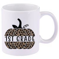 1st Grade Leopard Pumpkin 11oz C Handle Ceramic Mug