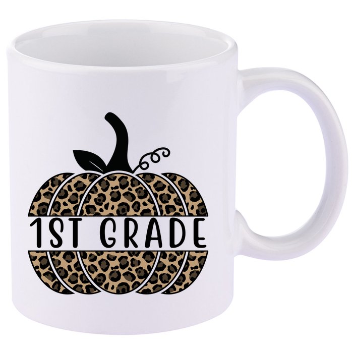 1st Grade Leopard Pumpkin 11oz C Handle Ceramic Mug