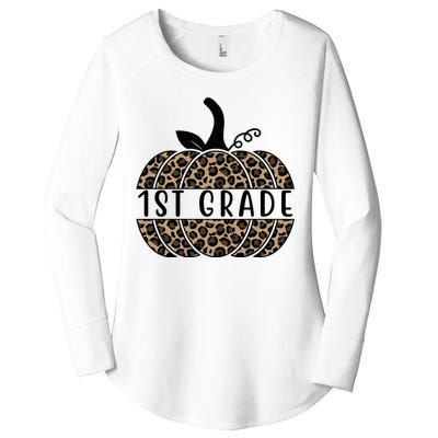 1st Grade Leopard Pumpkin Women's Perfect Tri Tunic Long Sleeve Shirt