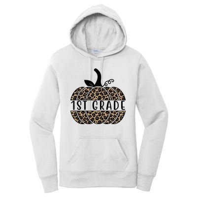 1st Grade Leopard Pumpkin Women's Pullover Hoodie