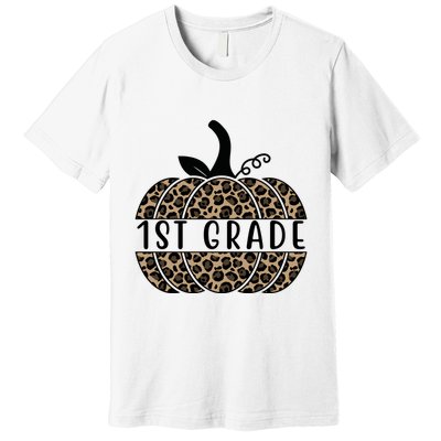 1st Grade Leopard Pumpkin Premium T-Shirt