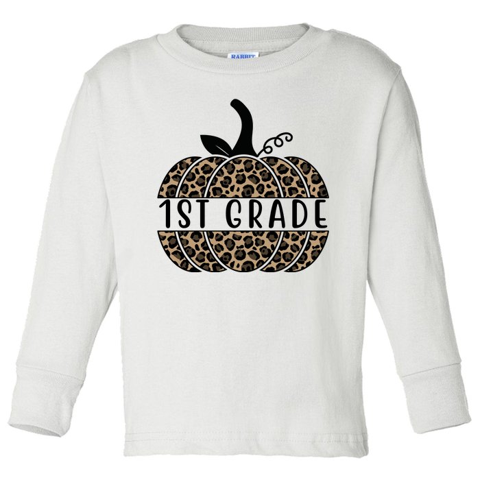 1st Grade Leopard Pumpkin Toddler Long Sleeve Shirt