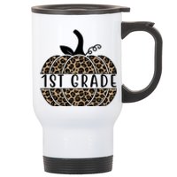 1st Grade Leopard Pumpkin Stainless Steel Travel Mug