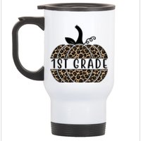 1st Grade Leopard Pumpkin Stainless Steel Travel Mug