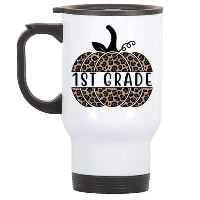 1st Grade Leopard Pumpkin Stainless Steel Travel Mug