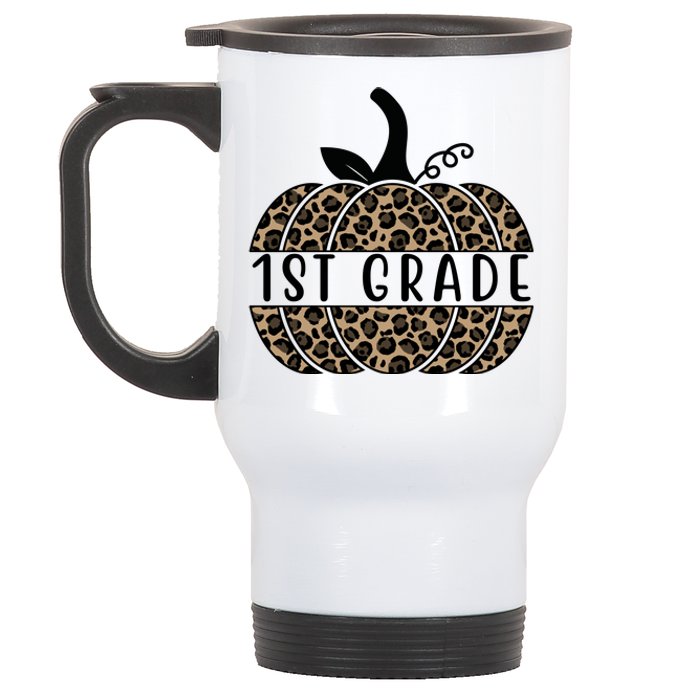 1st Grade Leopard Pumpkin Stainless Steel Travel Mug