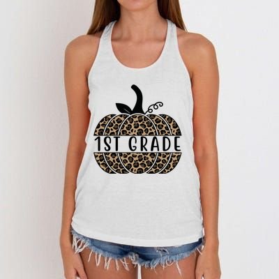 1st Grade Leopard Pumpkin Women's Knotted Racerback Tank