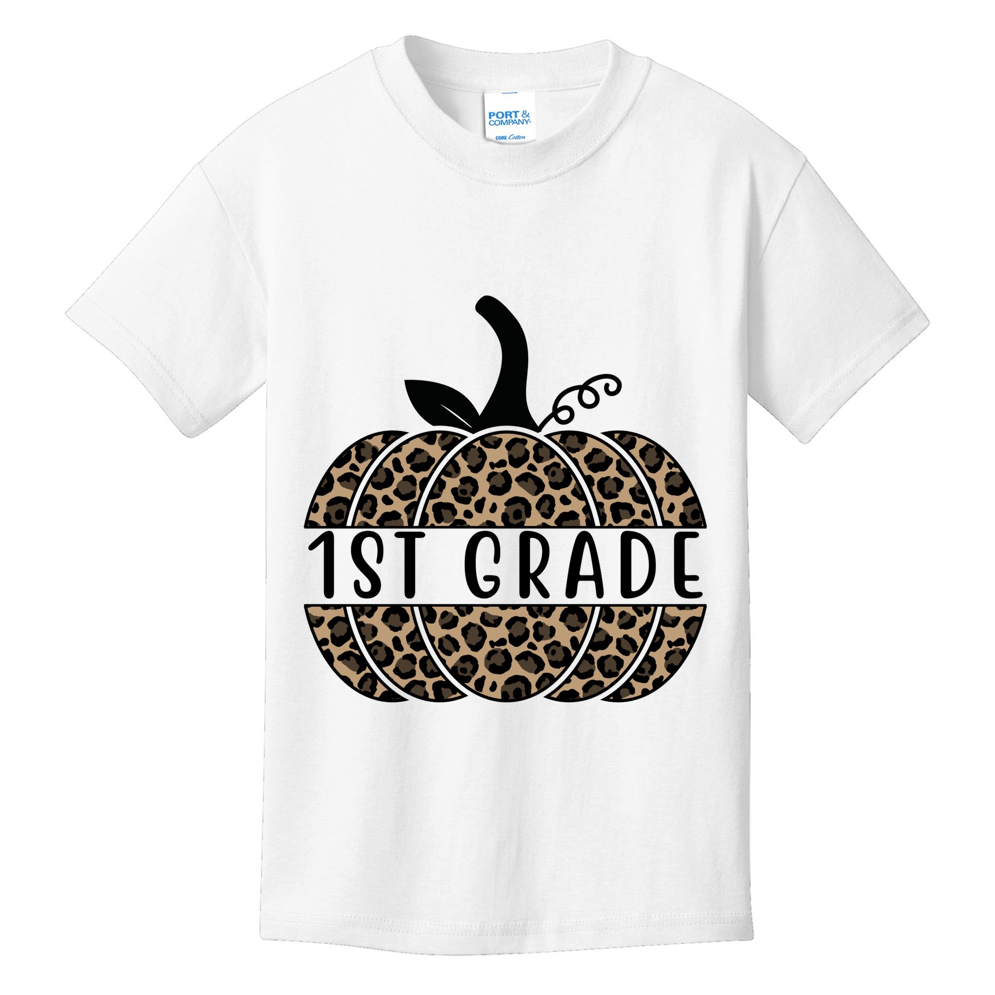 1st Grade Leopard Pumpkin Kids T-Shirt