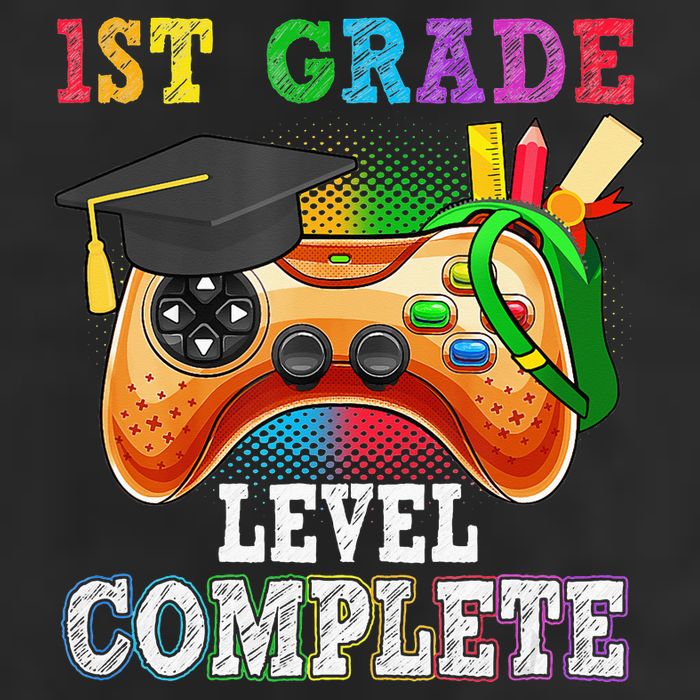 1St Grade Level Complete Last Day Of School Graduation 7 Panel Mesh Trucker Snapback Hat