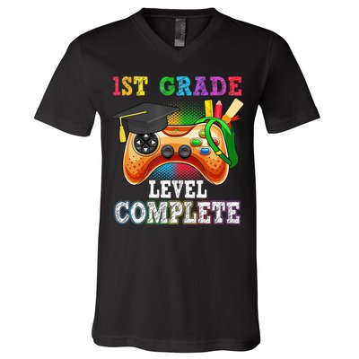 1St Grade Level Complete Last Day Of School Graduation V-Neck T-Shirt