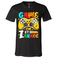 1St Grade Level Unlocked Game On 1St Grade Back To School V-Neck T-Shirt