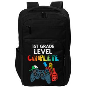 1st Grade Level Complete Gaming Boy Last Day Of School Gamer Impact Tech Backpack