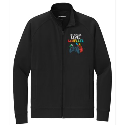 1st Grade Level Complete Gaming Boy Last Day Of School Gamer Stretch Full-Zip Cadet Jacket