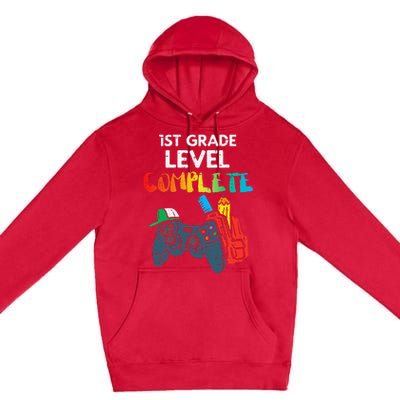 1st Grade Level Complete Gaming Boy Last Day Of School Gamer Premium Pullover Hoodie