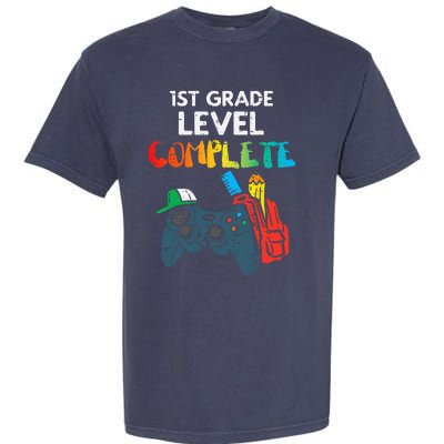 1st Grade Level Complete Gaming Boy Last Day Of School Gamer Garment-Dyed Heavyweight T-Shirt