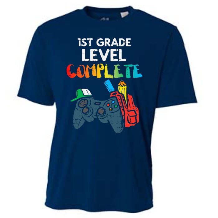 1st Grade Level Complete Gaming Boy Last Day Of School Gamer Cooling Performance Crew T-Shirt