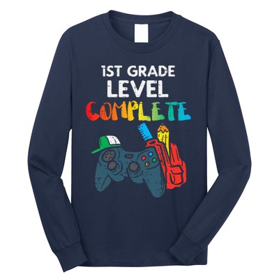 1st Grade Level Complete Gaming Boy Last Day Of School Gamer Long Sleeve Shirt