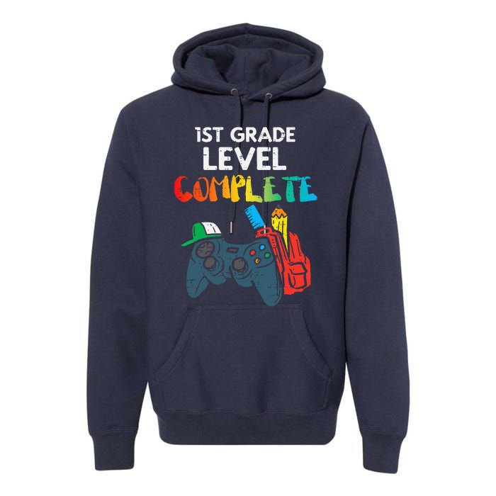 1st Grade Level Complete Gaming Boy Last Day Of School Gamer Premium Hoodie