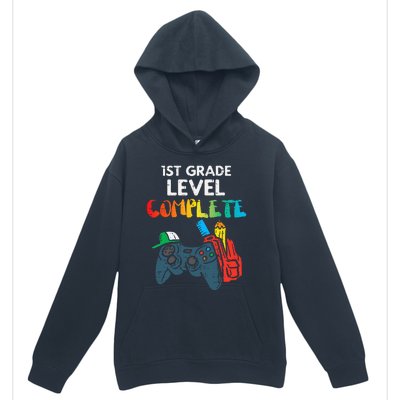 1st Grade Level Complete Gaming Boy Last Day Of School Gamer Urban Pullover Hoodie