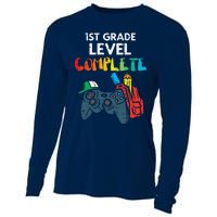 1st Grade Level Complete Gaming Boy Last Day Of School Gamer Cooling Performance Long Sleeve Crew