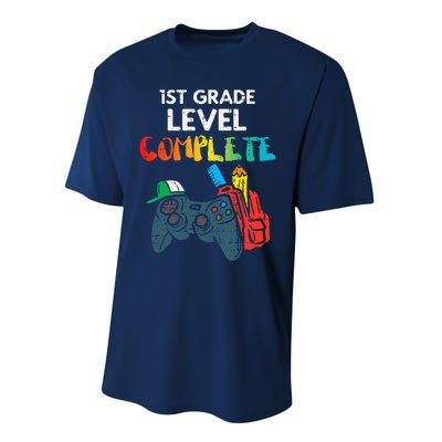 1st Grade Level Complete Gaming Boy Last Day Of School Gamer Performance Sprint T-Shirt