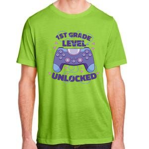 1st Grade Level Unlocked Back To School Gamer Adult ChromaSoft Performance T-Shirt