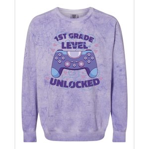 1st Grade Level Unlocked Back To School Gamer Colorblast Crewneck Sweatshirt